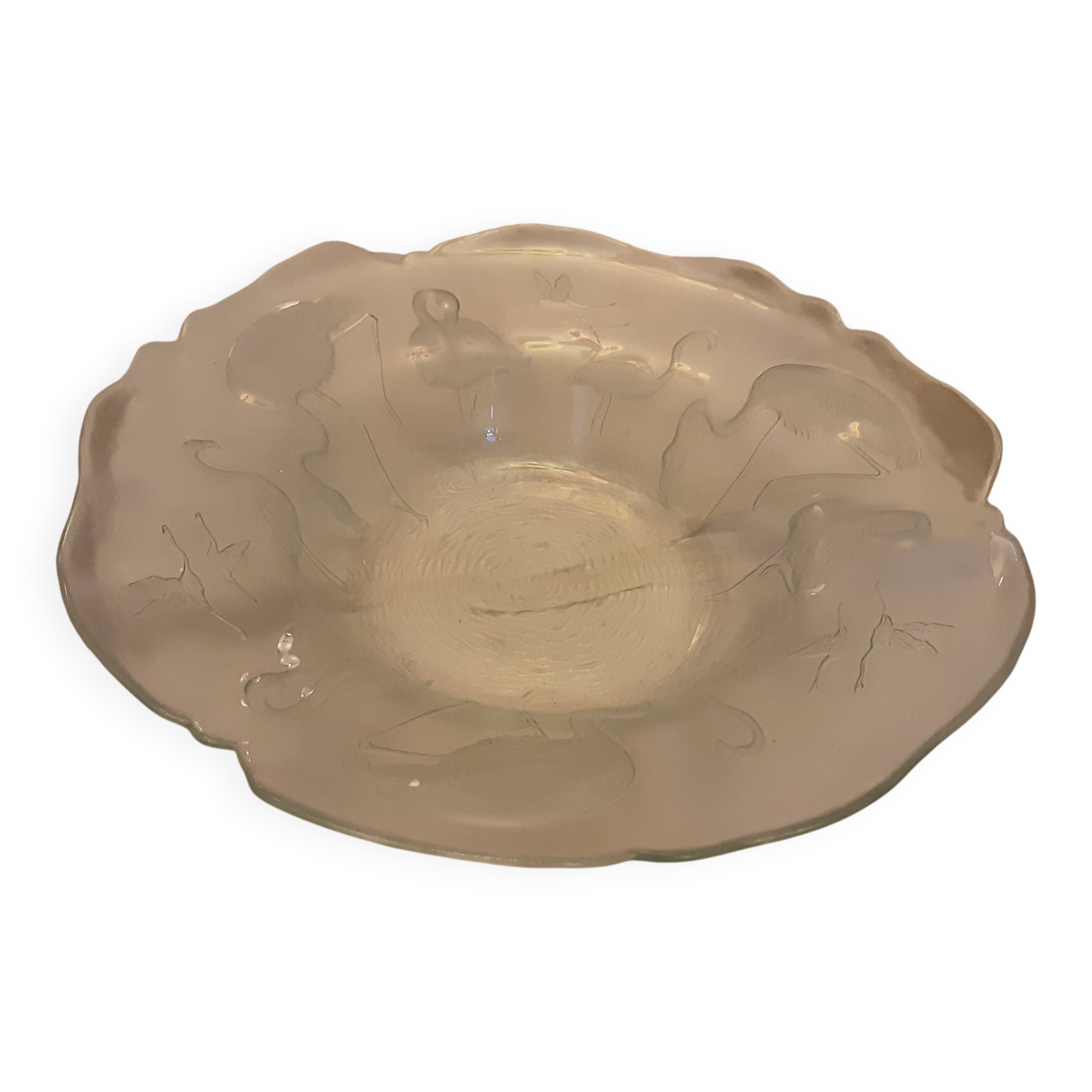 Moulded glass coupe herons