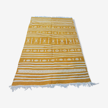 Yellow Moroccan handmade Berber carpet - 100x150cm