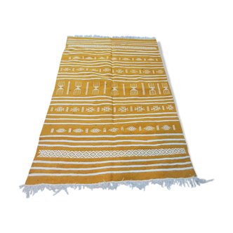 Yellow Moroccan handmade Berber carpet - 100x150cm