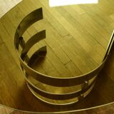 Chrome metal coffee table and 1970 smoked glass