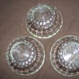 Set of 3 old glass bowls/cups decorated with small white flowers Materne rare