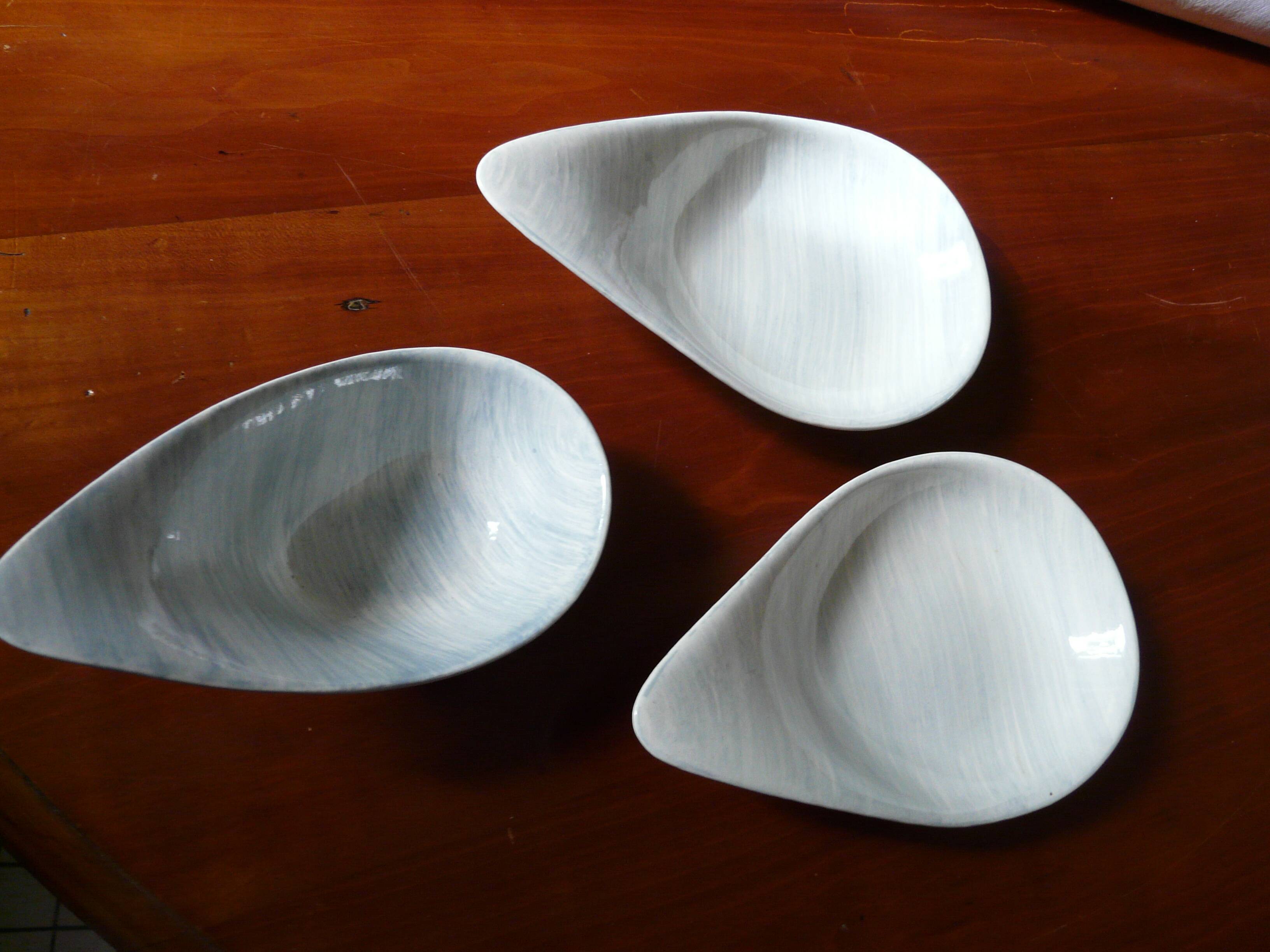 3 raviers en céramique Salins France, Caraïbes, années 60
