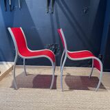 Pair of FPE chairs by Ron Arad for Kartell red Italy 2000s