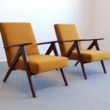 Mid century easy armchairs model B310 Var in velvet