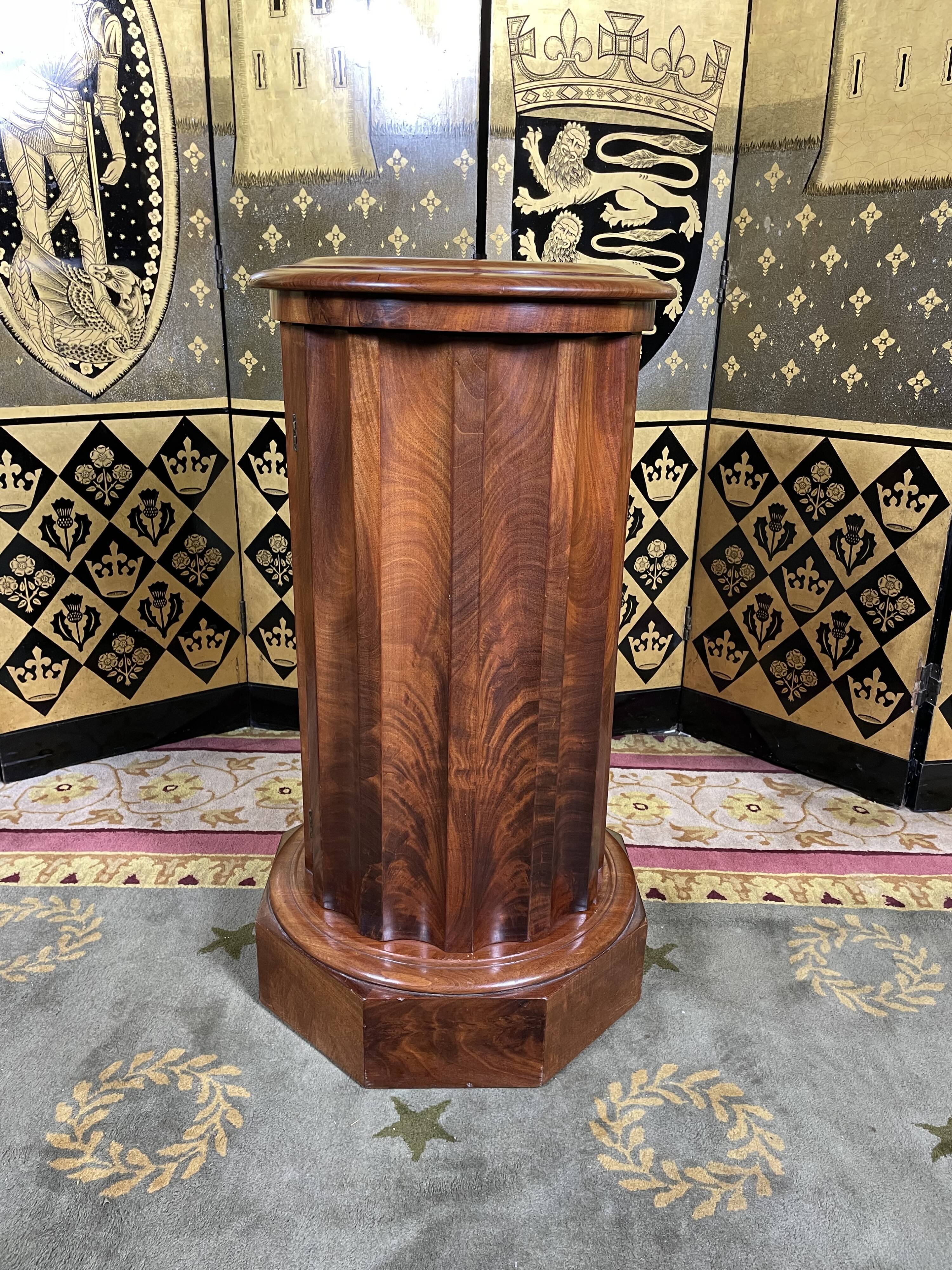 Bedside table in flamed mahogany and white marble