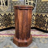 Bedside table in flamed mahogany and white marble