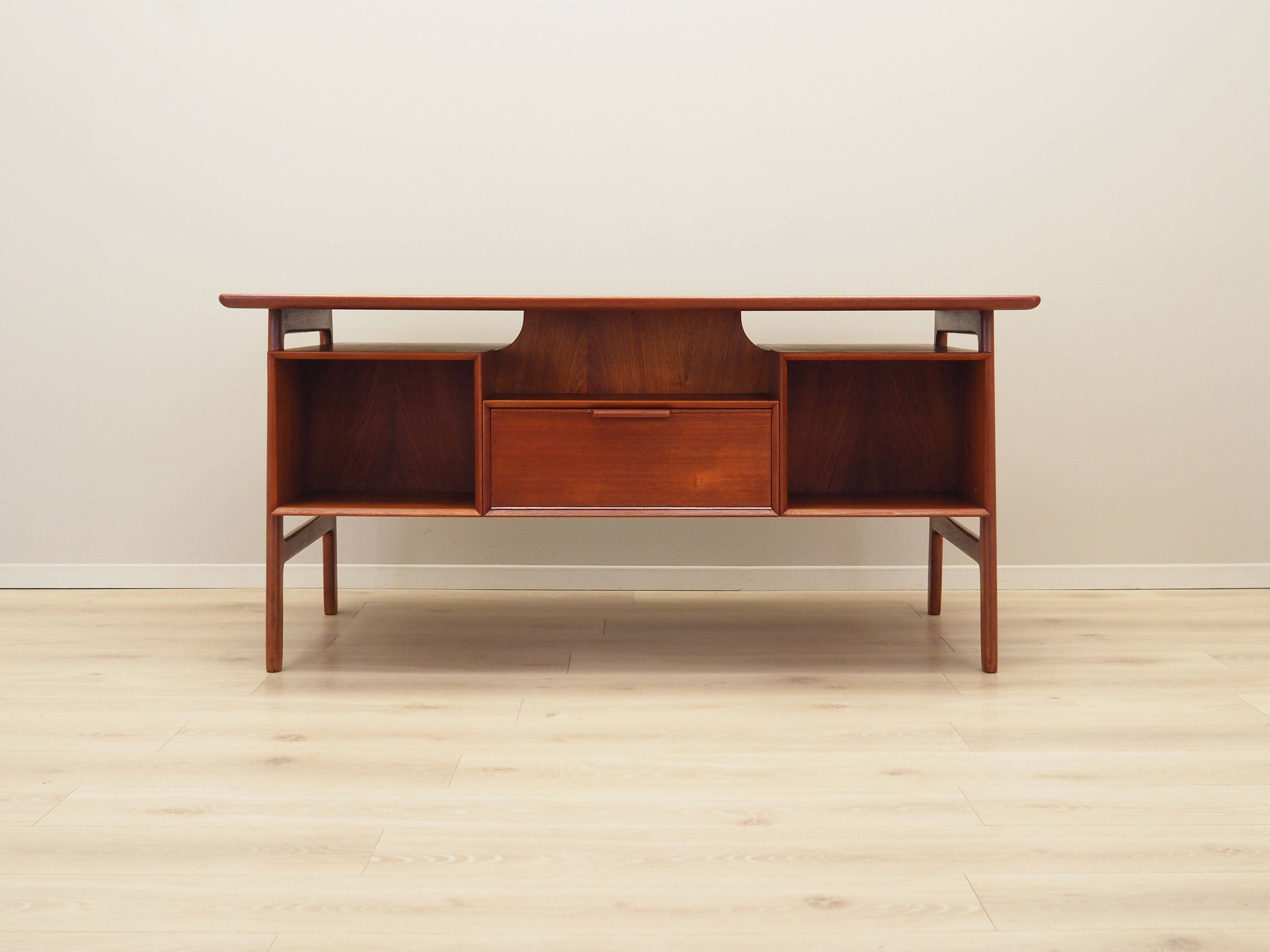 Teak desk, Danish design, 1970s, manufacture: Omann Jun