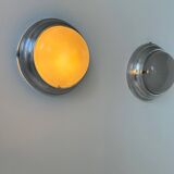 Pair of vintage art deco wall lights, chrome and sandblasted glass, France 1930