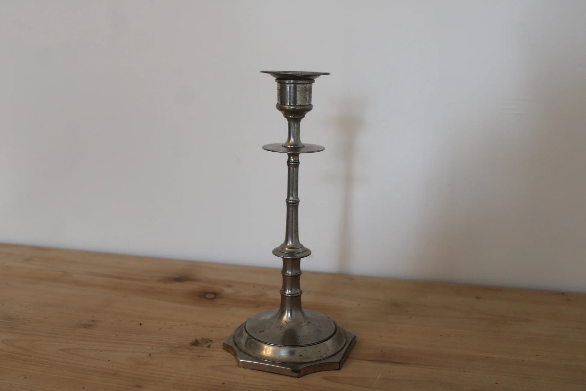 Antique silver-plated candlestick – vintage tall candle holder H25 cm