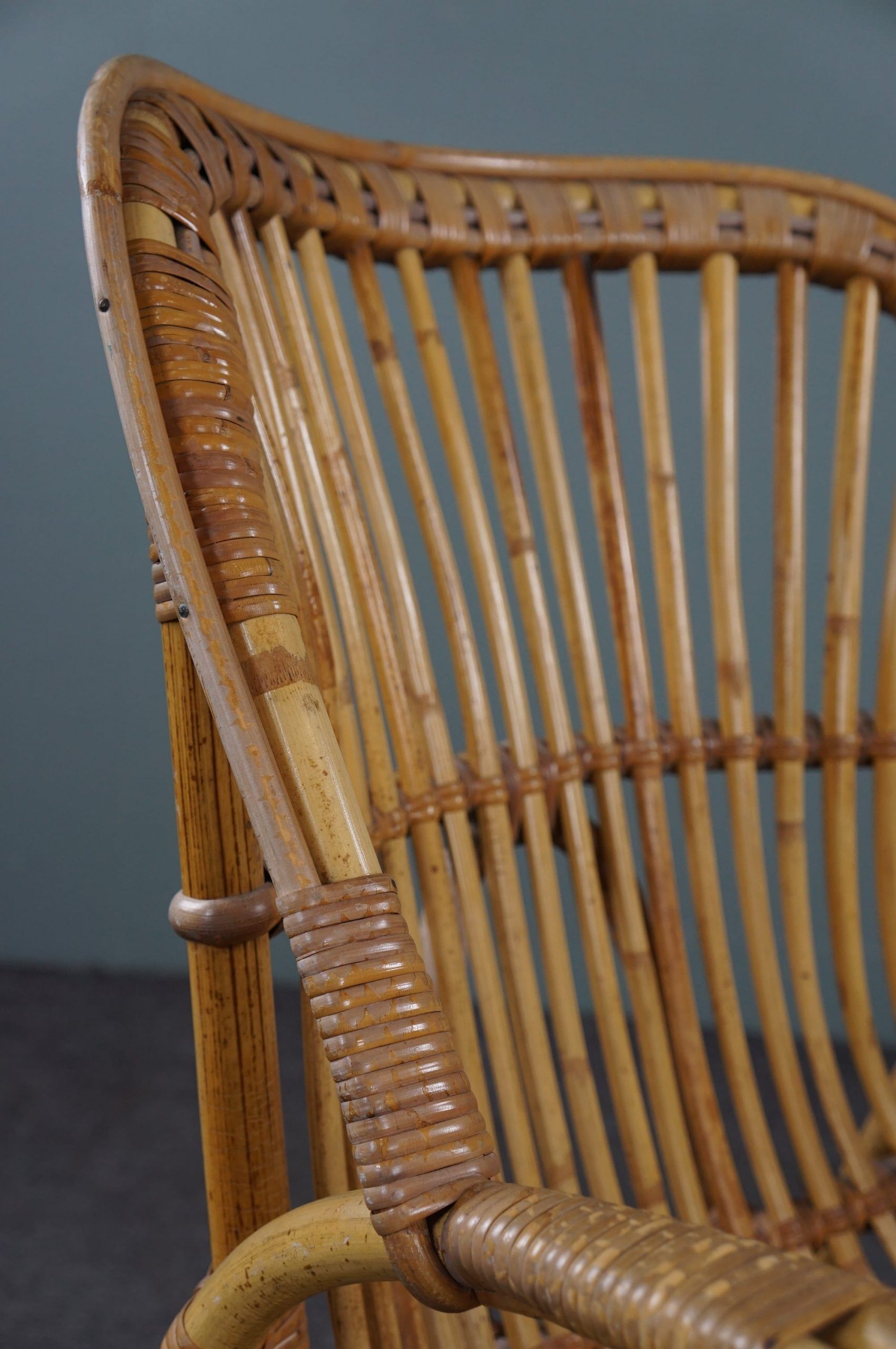 Rattan armchair with armrests 1950