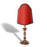 Lampe de table en soie rouge en soie rouge Art Nouveau français, années 1940