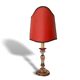 French Art Nouveau Crystal Red Silk Half Shade Table Lamp, 1940s