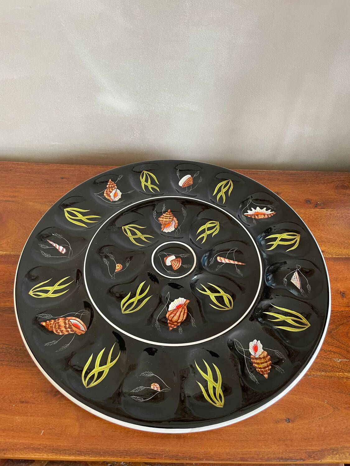 Large oyster plate, shellfish Henriot Quimper