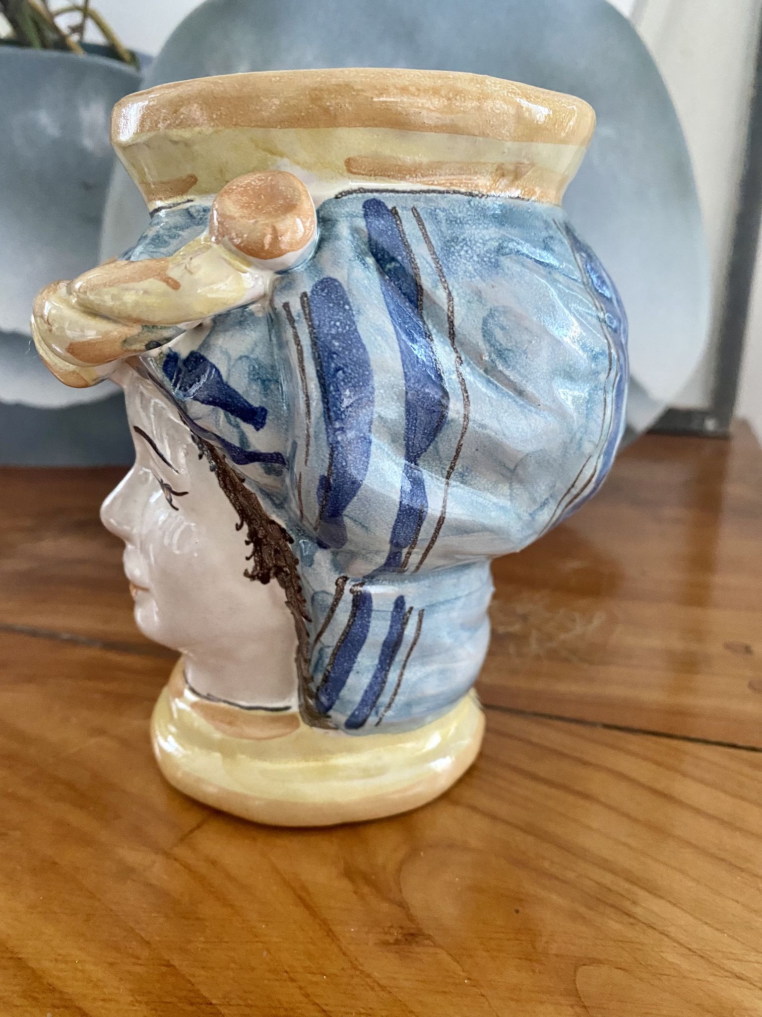 Ceramic Moorish head vase Caltagirone Sicily