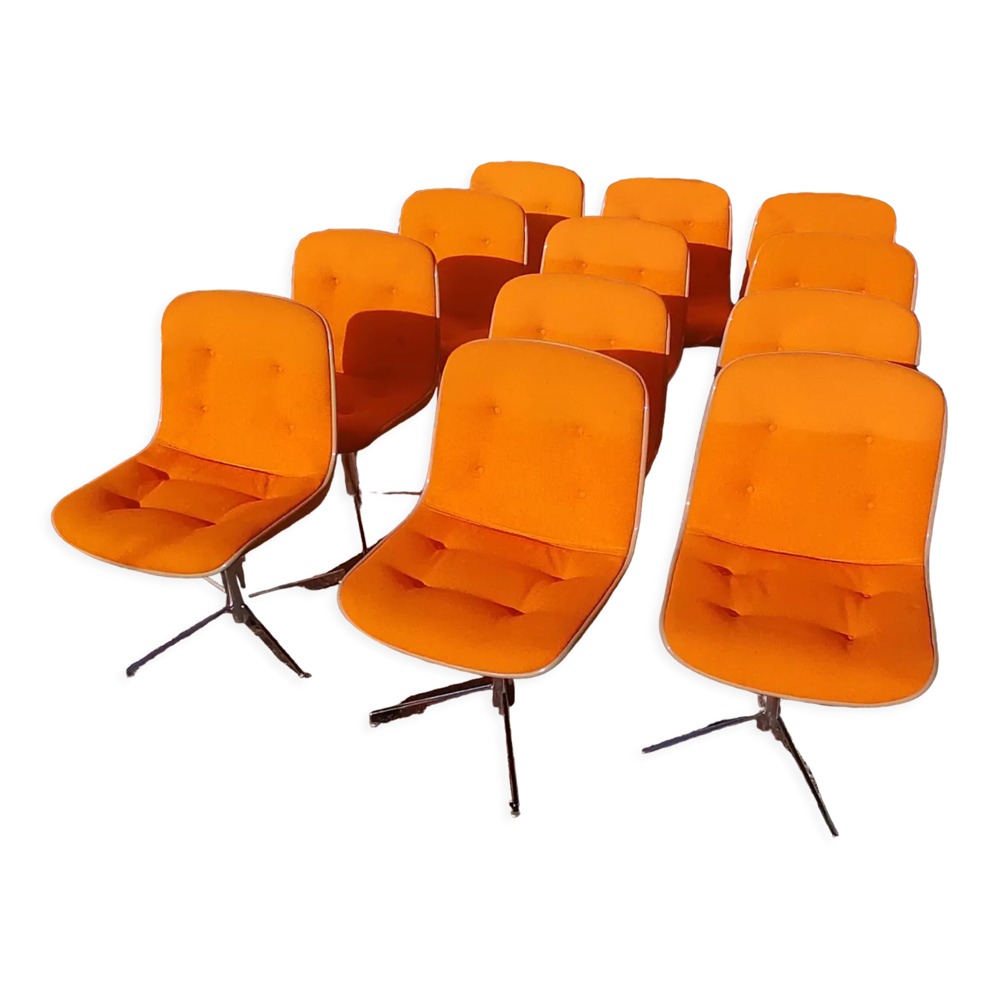 Set of 12 vintage Steelcase Strafor office chairs by Randall Buck
