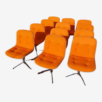 Lot de 12 fauteuils vintage de bureau Steelcase Strafor de Randall Buck