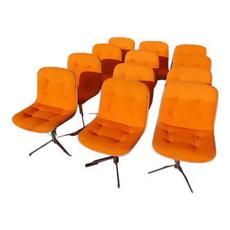Lot de 12 fauteuils vintage de bureau Steelcase Strafor de Randall Buck
