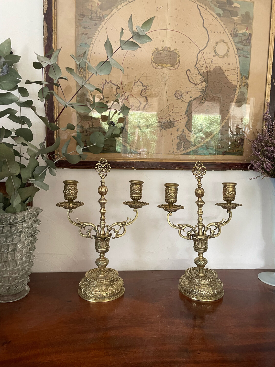 Pair of gilded bronze candlesticks nineteenth