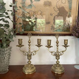 Paire de chandeliers en bronze doré XIXème
