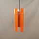 Danish hanging lamp model "Cocktail" consisting of 12 red/white aluminium slats