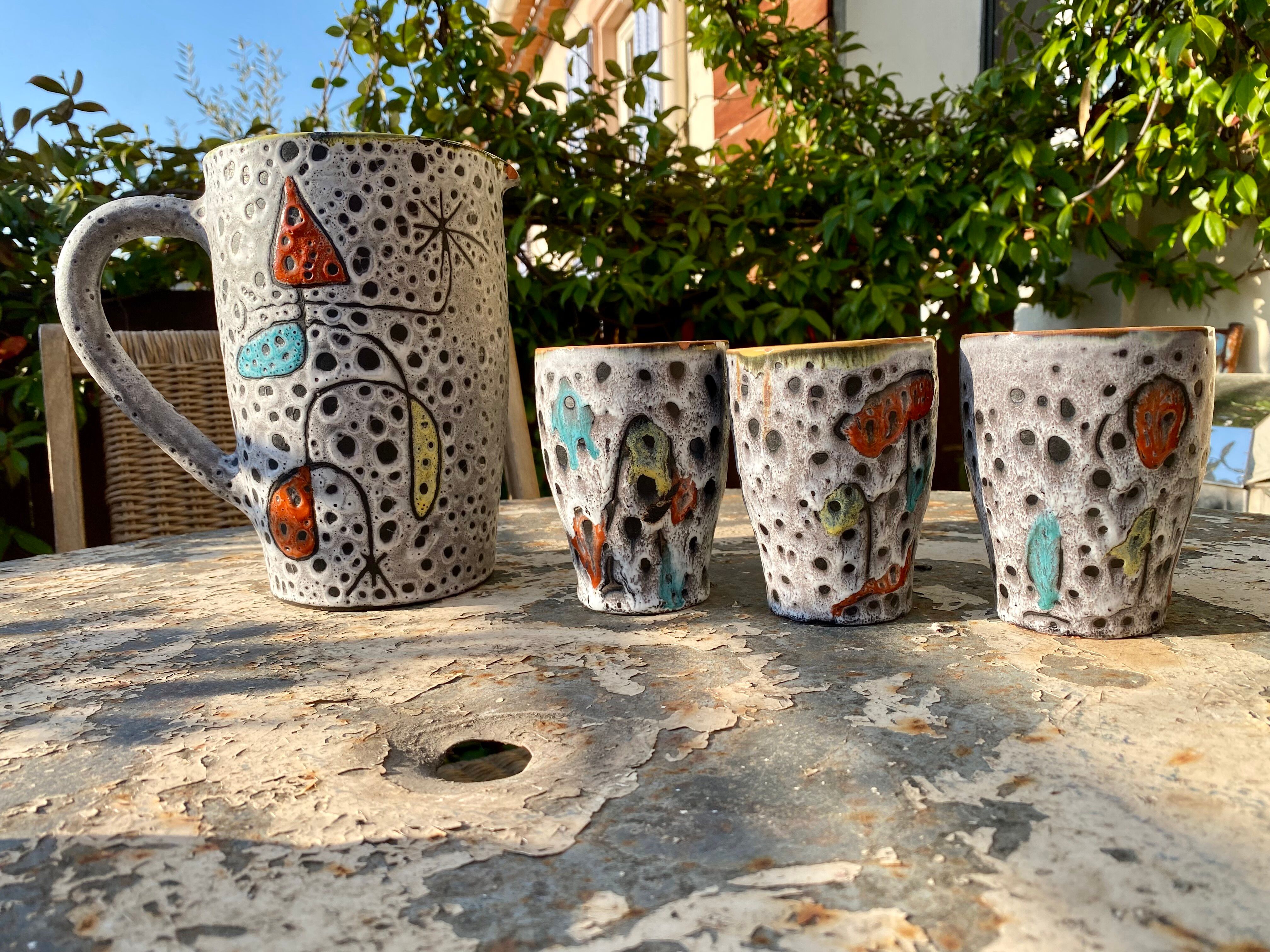 Pichet et verres Vallauris