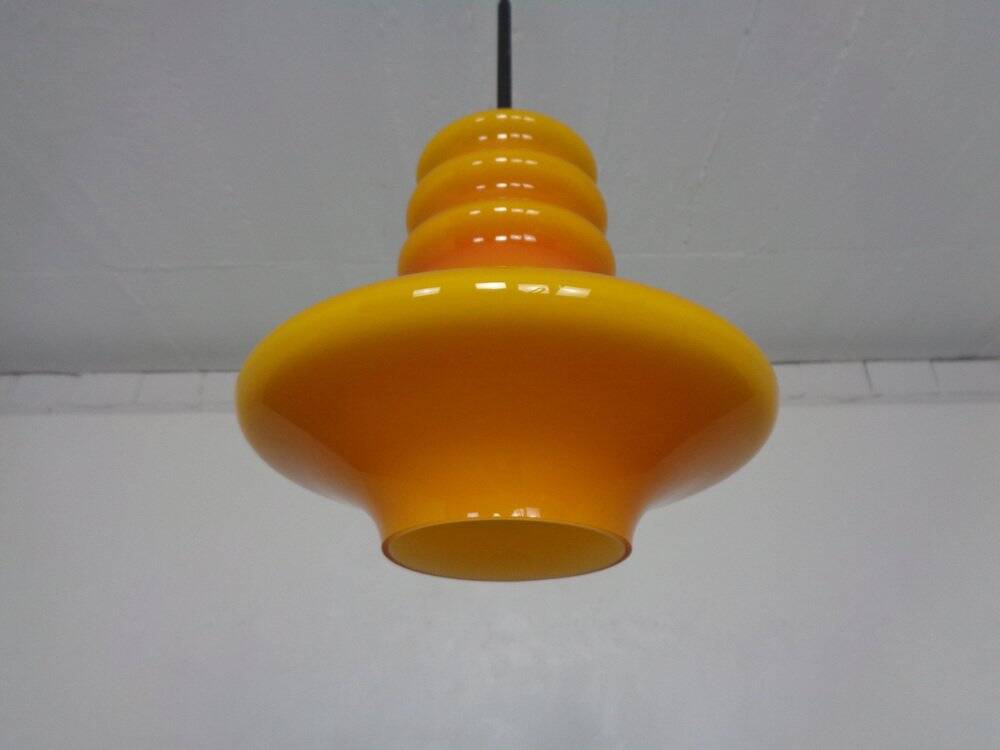 Orange glass ceiling light from Doria, Germany, 1960s.