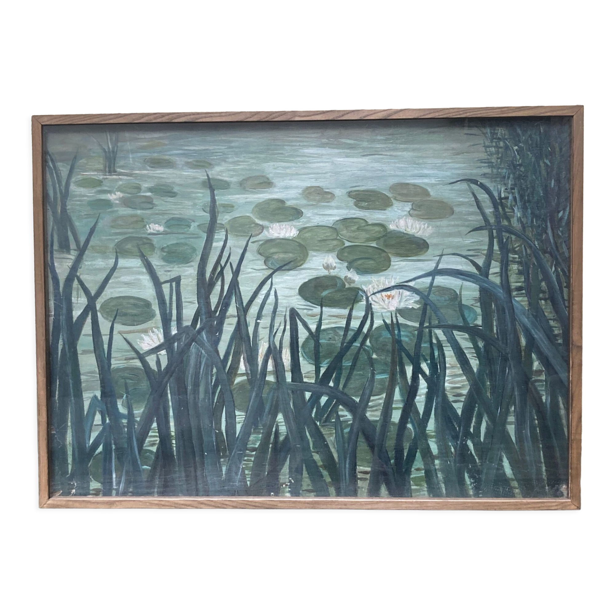 Painting on plywood "water lilies"