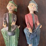 Polychrome wooden statuettes musicians from Asia