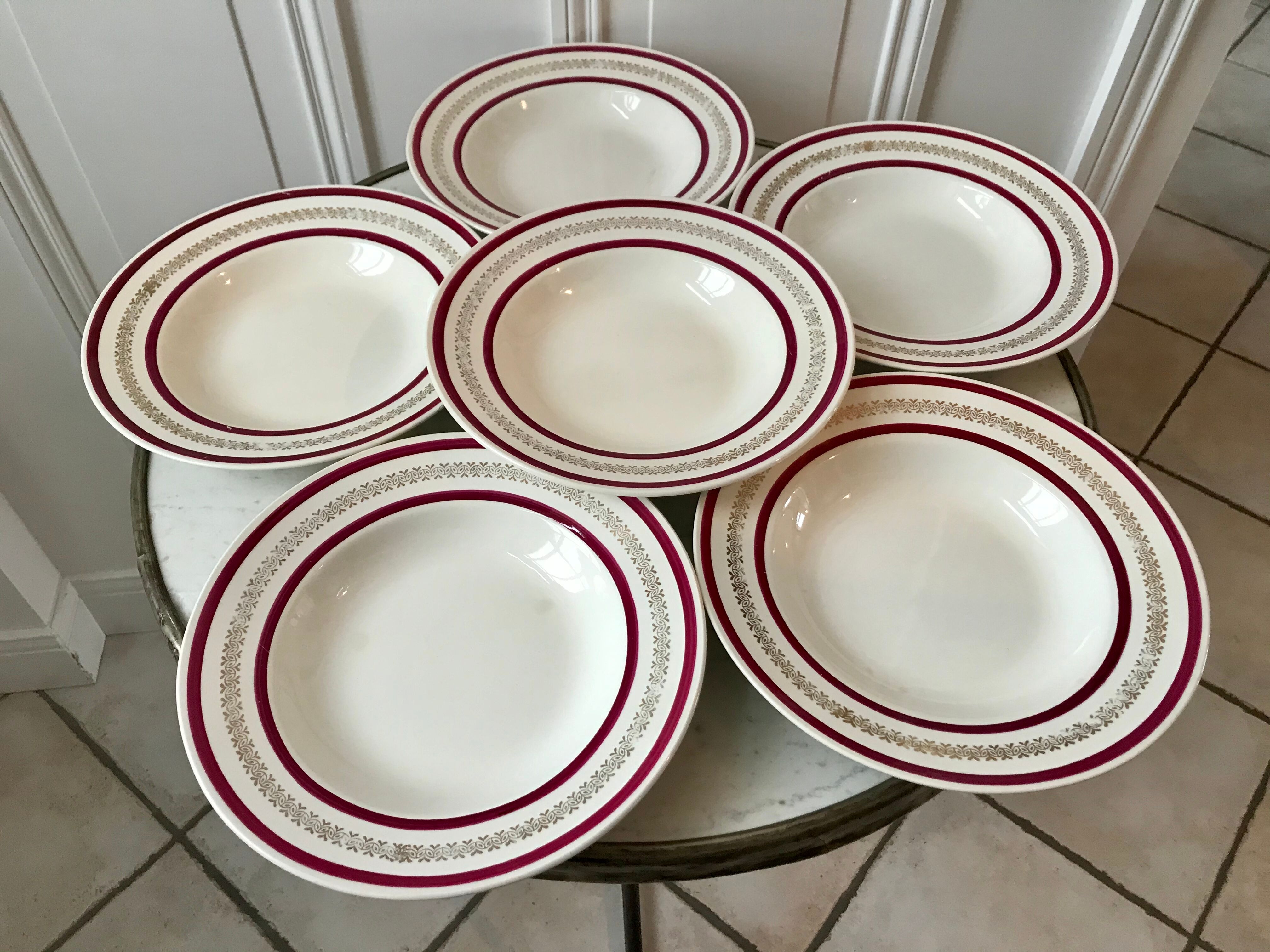 Set of 6 hollow plates Gien 50s