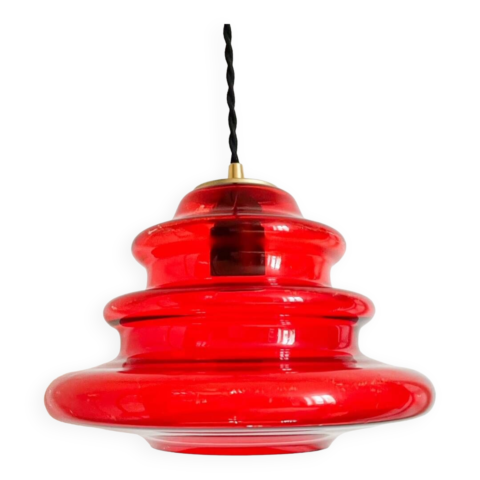 Suspension en verre rouge vintage