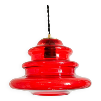 Vintage red glass pendant light