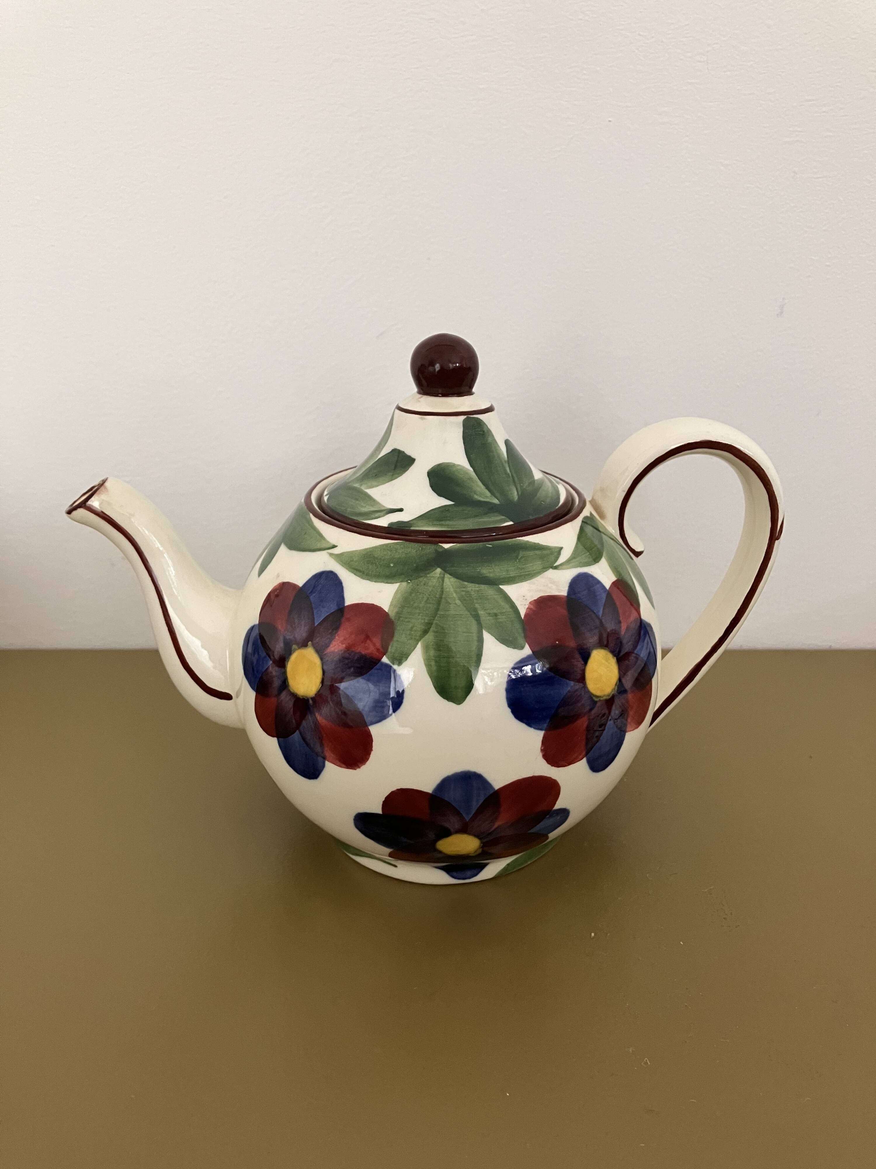 Schramberg teapot with sugar bowl and milk jug with hand-painted floral motif