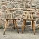 Paire de chaises bistrot bohème hêtre scandinave - pieds compas - vintage 1950 bentwood