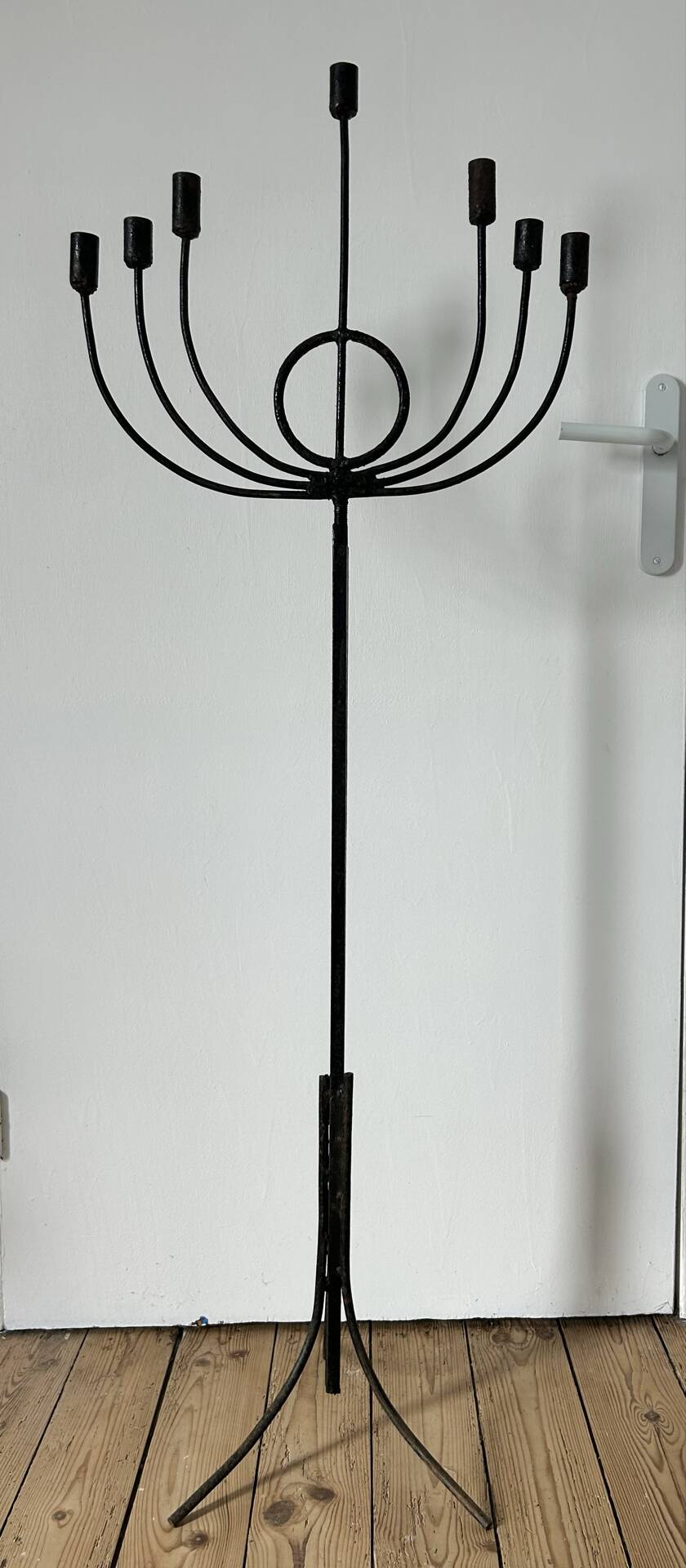 Large brutalist candelabrum in wrought iron