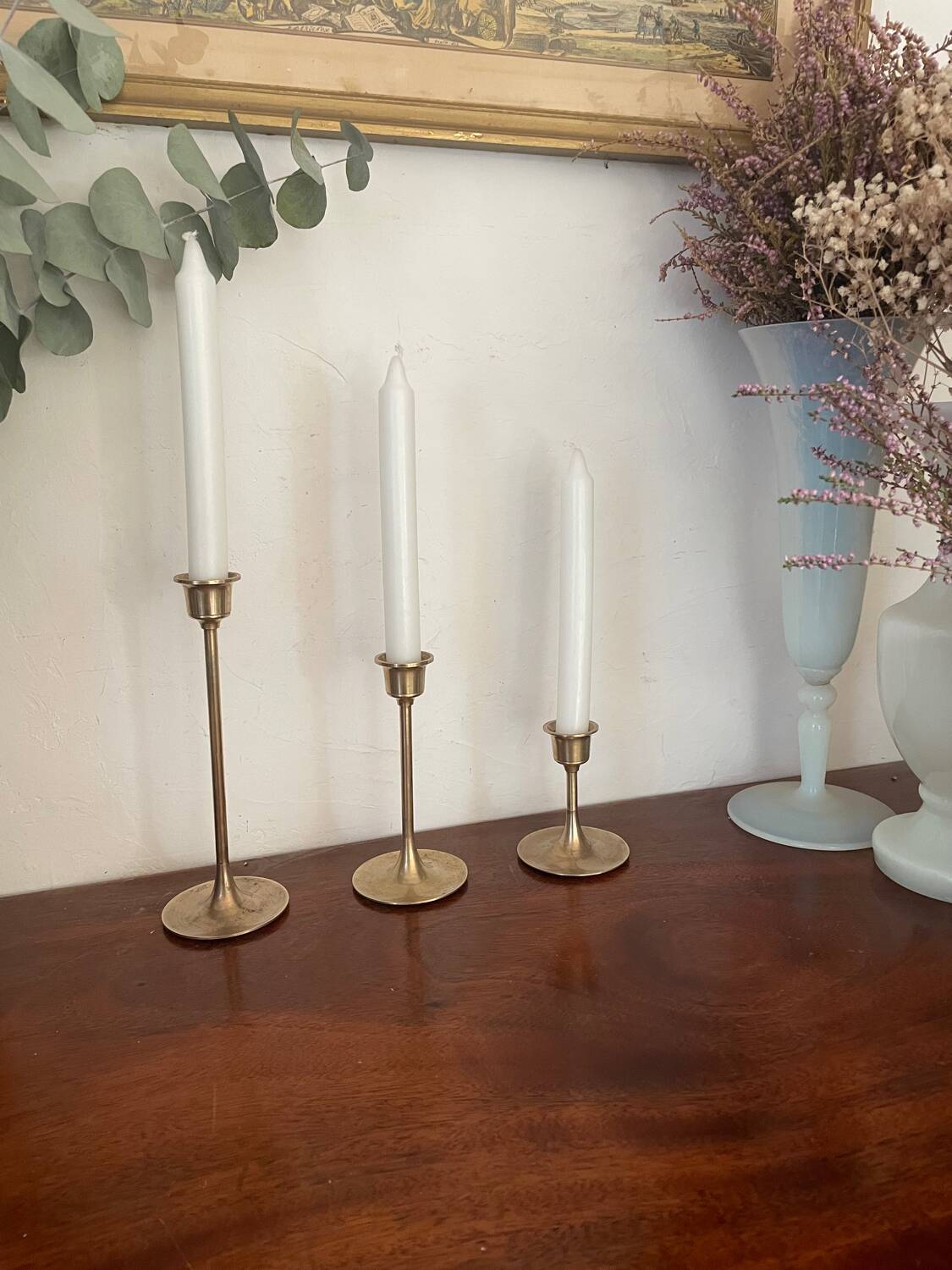 Scandinavian vintage brass candle holders