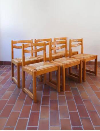 6 Maison Regain straw chairs