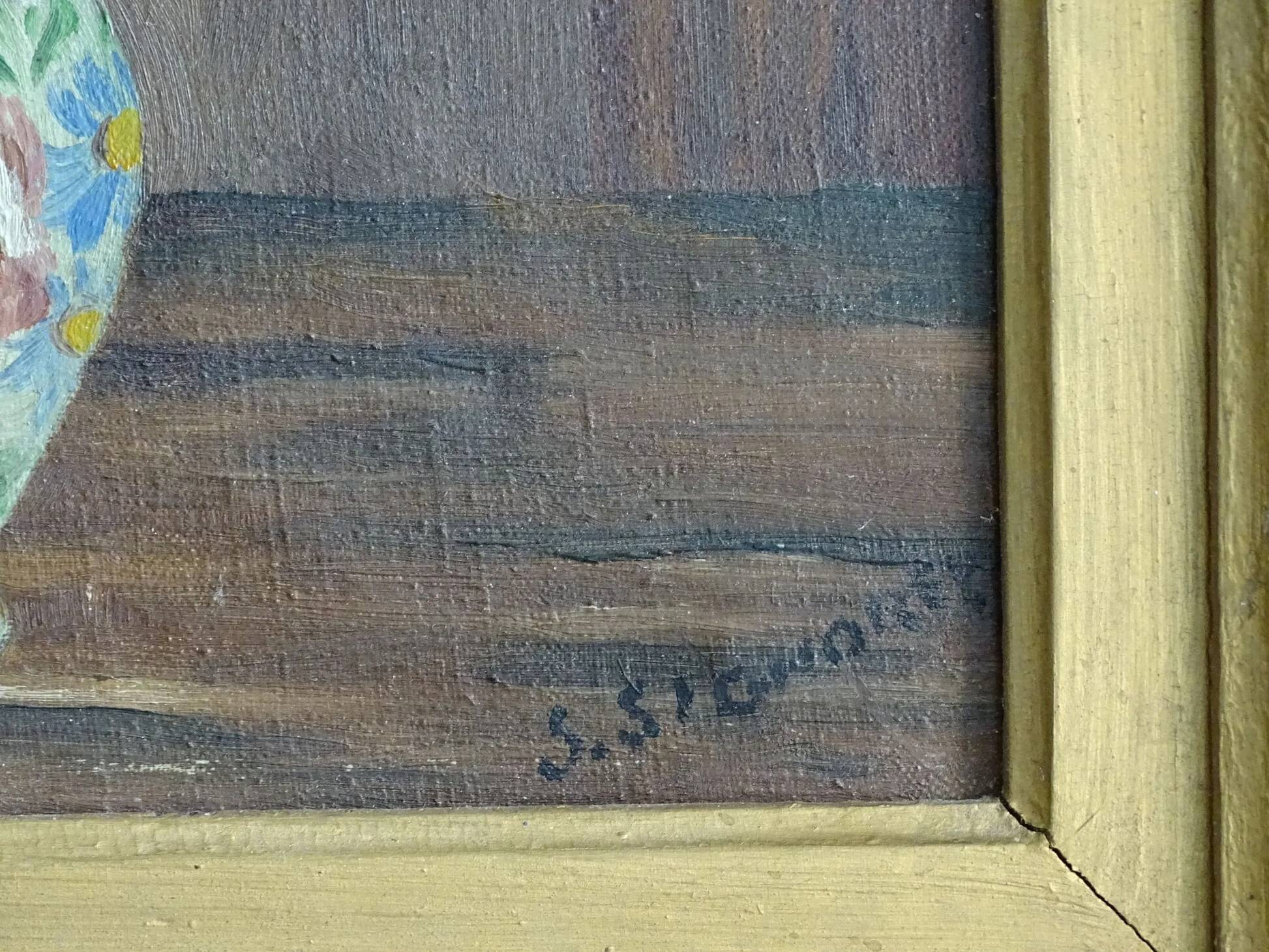 Nature morte ancienne française, huile sur toile, sous cadre doré