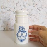 Set of 6 apothecary pots in white opaline 70s