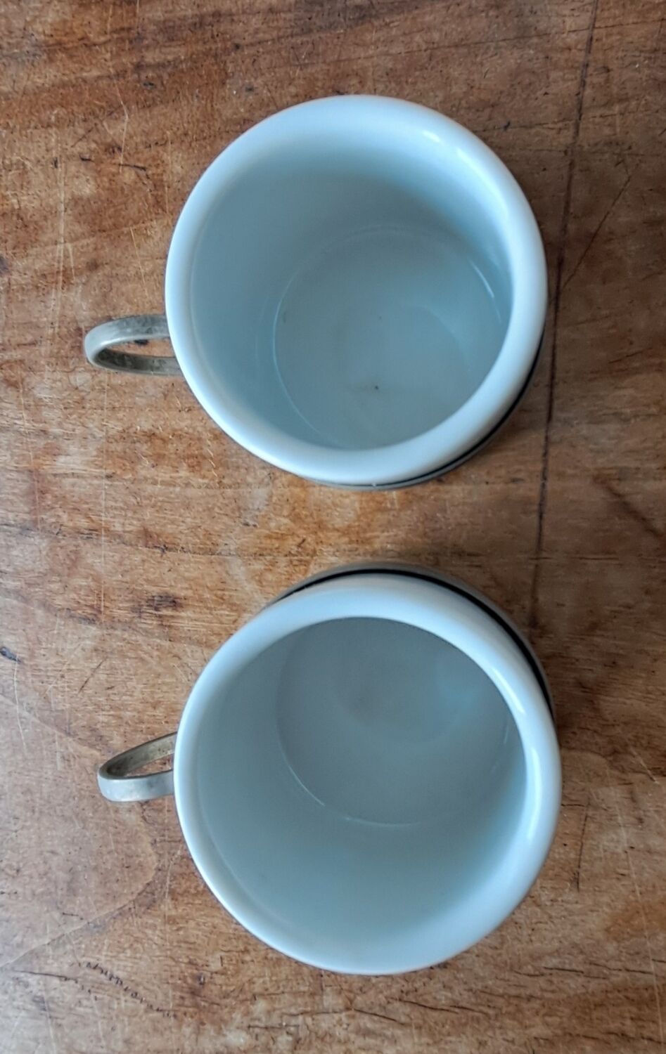 Vintage espresso cups. Porcelain and removable metal stand.
