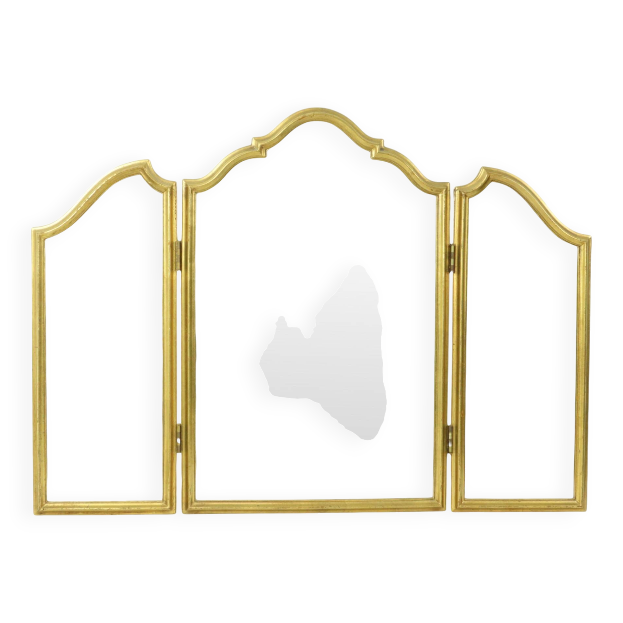 Vintage Triptych Mirror Gold Leaf Gilded Hollywood Regency 86cm