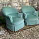 Pair of green velvet frog chairs from the 1970s.