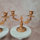 Pair of antique gilded candlesticks – Louis XV / Rococo style
