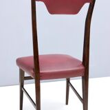 Set of Four Vintage Ebonized Beech and Crimson Skai Dining Chairs, Italy