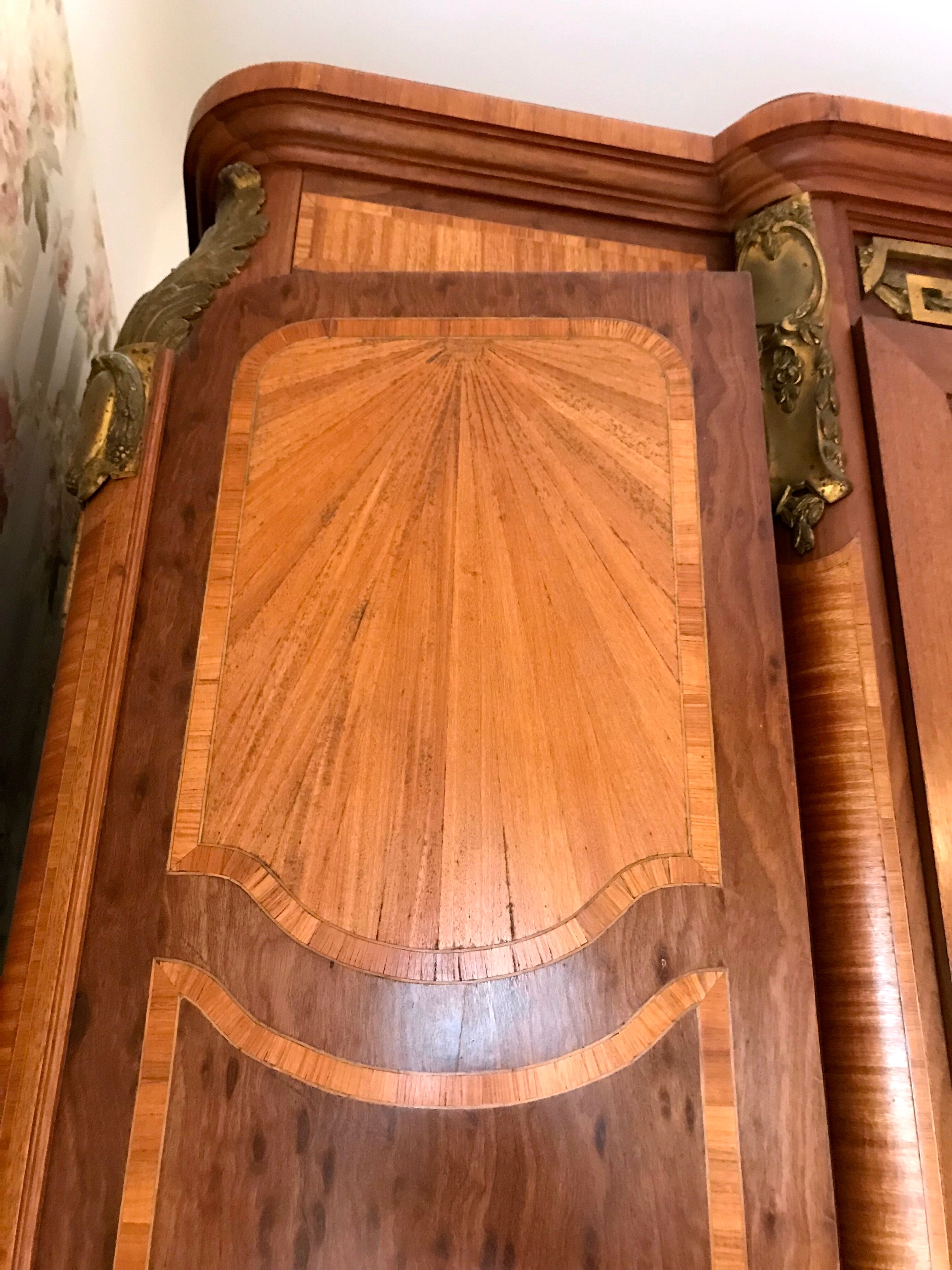 Art deco inlaid and bronze 3-door wardrobe circa 1920