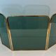 Three-Panel Folding Fire Screen in Tinted Green Glass with Brass Frame