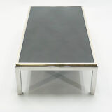 Table basse chrome et laiton 1970