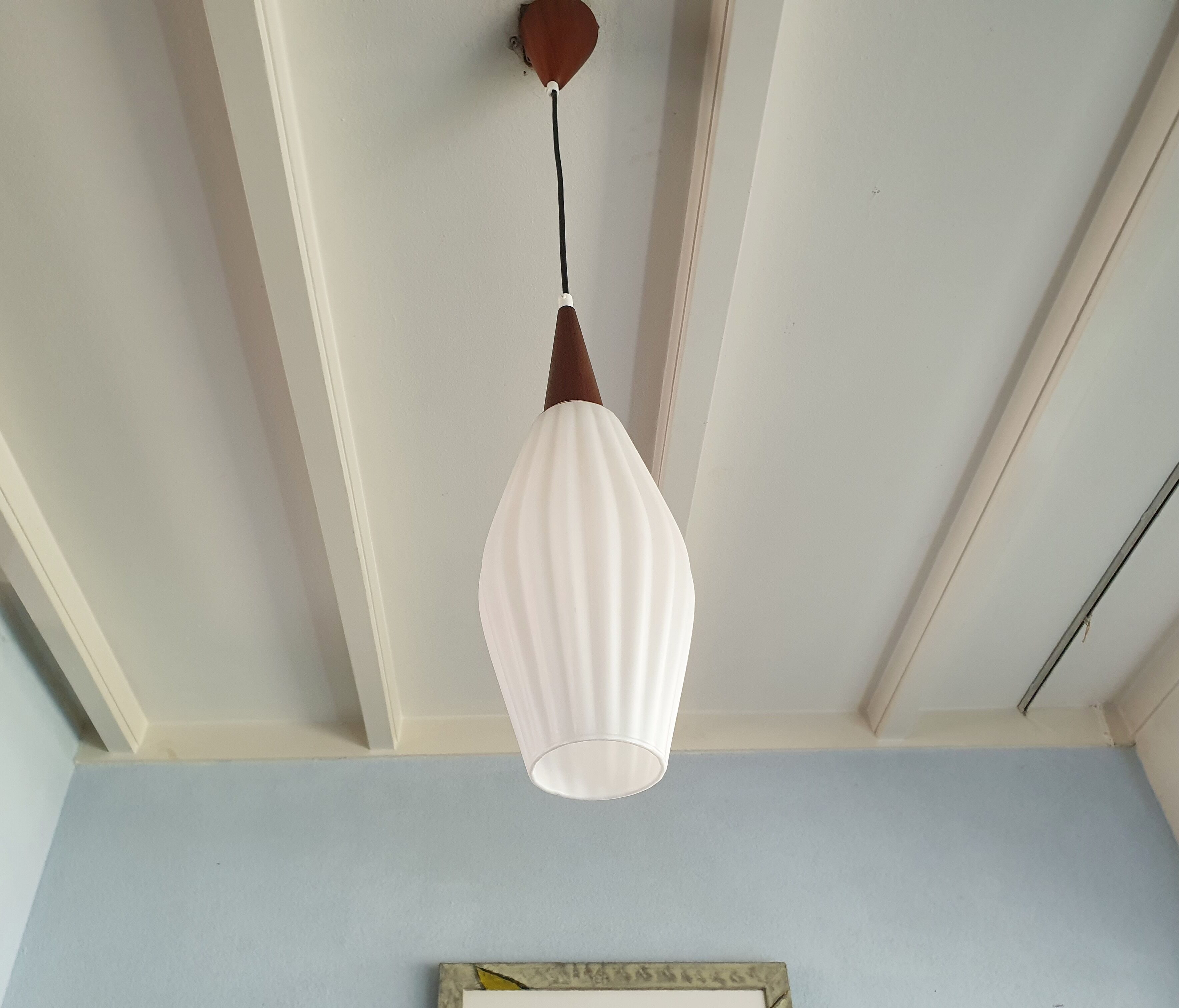 Hanging lamp with teak fixture 70