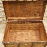 Former large wooden and iron trunk