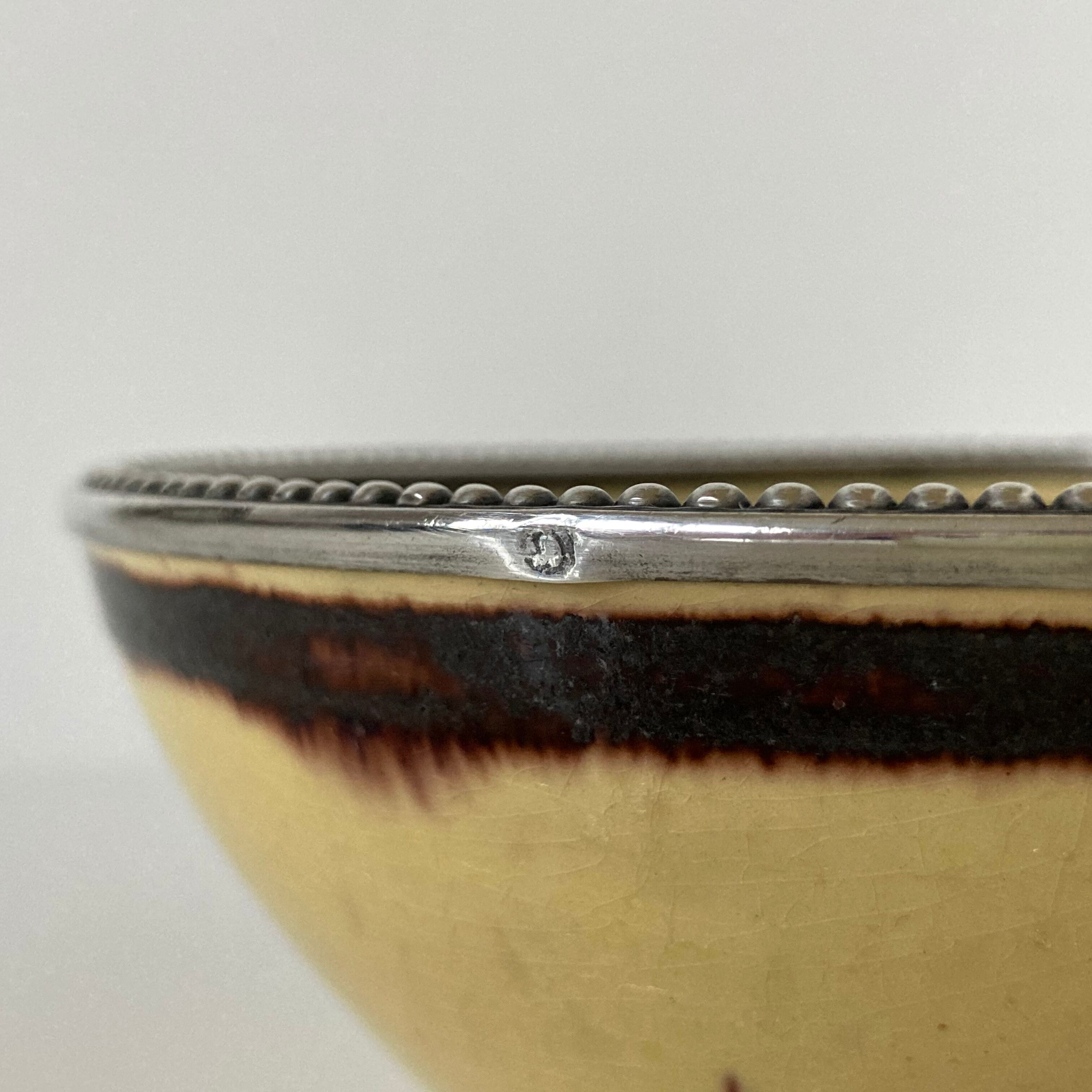 Bowl by René Nicole (1885-1960) in glazed terracotta and silver frame Art Deco period