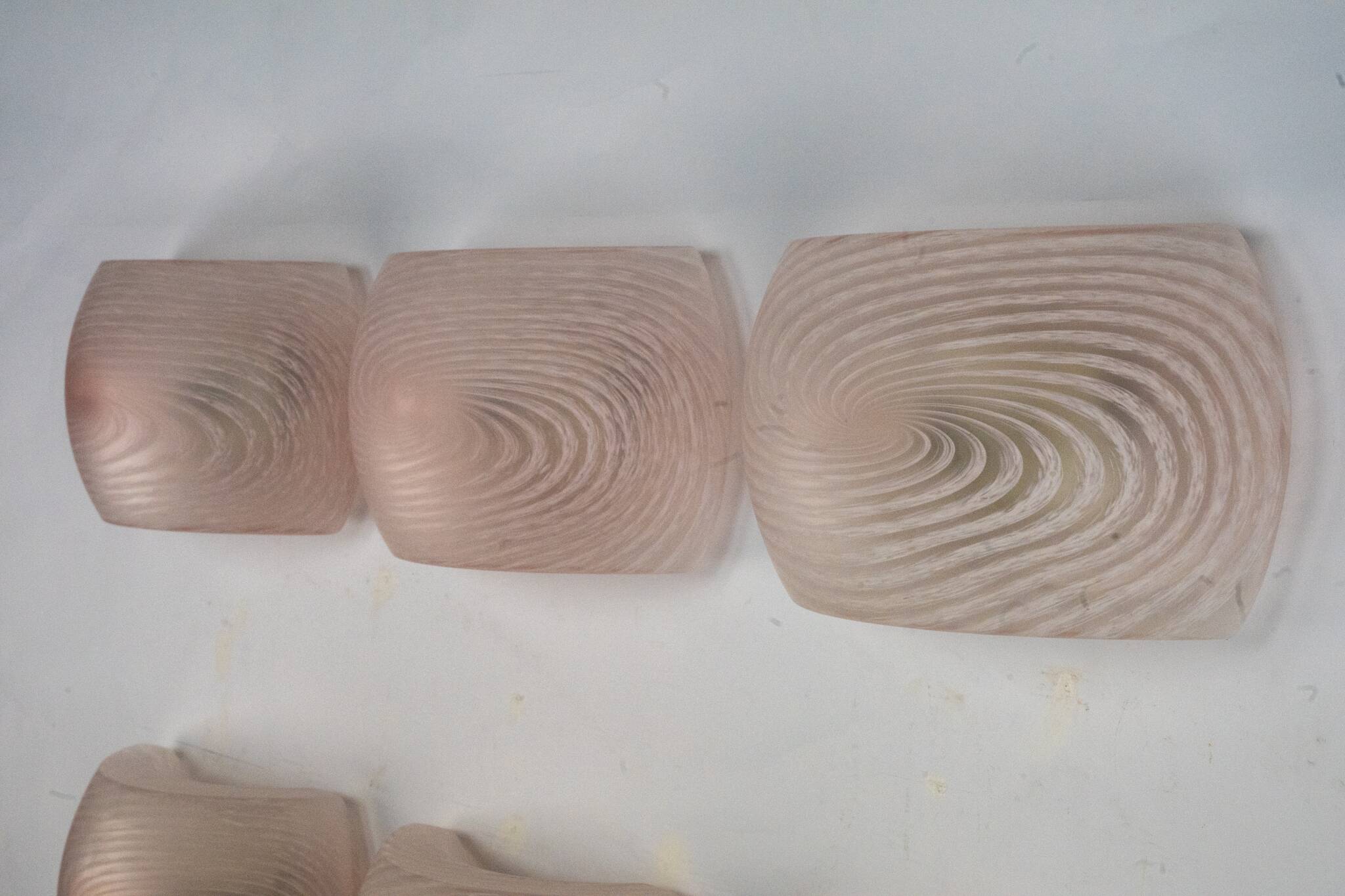 Set of six pink murano glass sconces. Italy 1970s